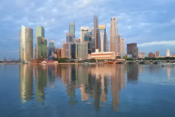 Framed Print : Skyline and Financial district at dawn, Singapore, Southeast Asia, Asia Framed Print : Skyline and Financial district at dawn, Singapore, Southeast Asia, Asia