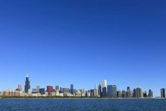 Framed Print : Skyline from Lake Michigan, Chicago, Illinois, United States of America, North America Framed Print : Skyline from Lake Michigan, Chicago, Illinois, United States of America, North America
