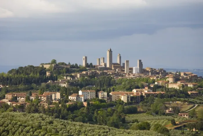 Framed Print : Skyline of medieval towers, San Gimignano, UNESCO World Heritage Site, Siena, Tuscany, Italy, Europe