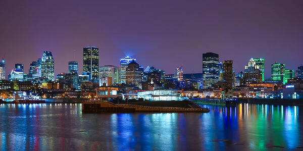 Skyline by night, Montreal, Quebec, Canada, North America