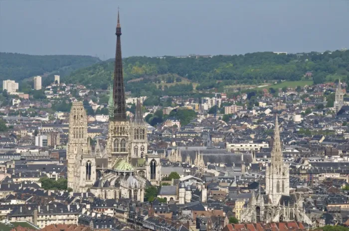 Framed Print : Skyline, Notre Dame Cathedral and town seen from St. Catherine Mountain Framed Print : Skyline, Notre Dame Cathedral and town seen from St. Catherine Mountain