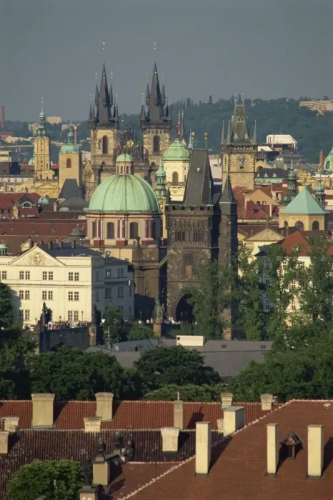 Framed Print : Skyline of the Stare Mesto district including Tyn Church, Charles Bridge Framed Print : Skyline of the Stare Mesto district including Tyn Church, Charles Bridge