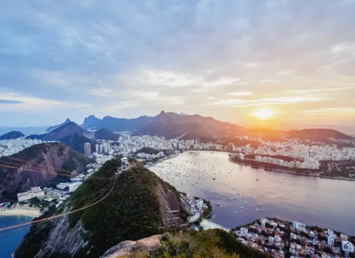 Framed Print : Skyline from the Sugarloaf Mountain at sunset, Rio de Janeiro, Brazil, South America Framed Print : Skyline from the Sugarloaf Mountain at sunset, Rio de Janeiro, Brazil, South America