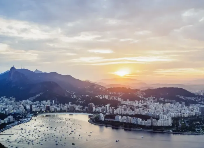 Framed Print : Skyline from the Sugarloaf Mountain at sunset, Rio de Janeiro, Brazil, South America Framed Print : Skyline from the Sugarloaf Mountain at sunset, Rio de Janeiro, Brazil, South America