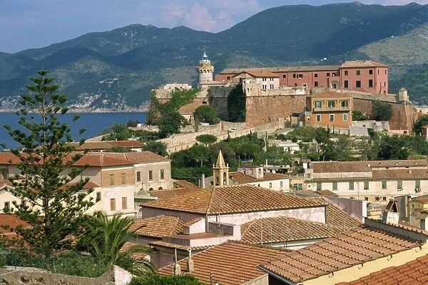 The skyline of the town on the island of Elba