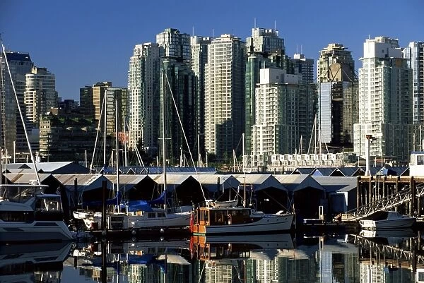 Skyscrapers above Coal Harbour marina, Vancouver, British Columbia (B. C