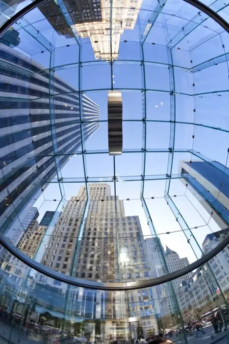 Framed Print : Skyscrapers of Fifth Avenue viewed from below through a glass roofed ceiling Framed Print : Skyscrapers of Fifth Avenue viewed from below through a glass roofed ceiling