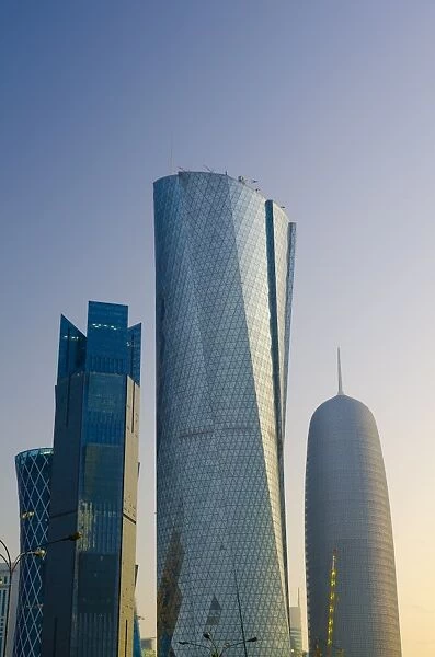 Skyscrapers, left to right Palm Tower, Al Bidda Tower and Burj Qatar, Doha