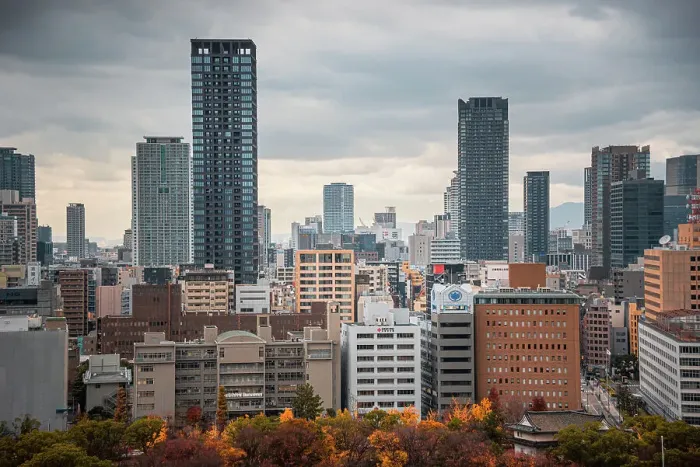 Framed Print : Skyscrapers of Osaka on autumn day, Osaka, Honshu, Japan, Asia Framed Print : Skyscrapers of Osaka on autumn day, Osaka, Honshu, Japan, Asia