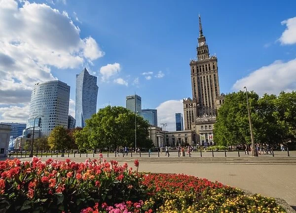 Skyscrapers with Palace of Culture and Science, City Centre, Warsaw, Masovian Voivodeship