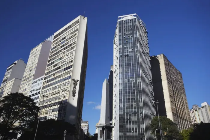 Framed Print : Skyscrapers in Praca Sete, Belo Horizonte, Minas Gerais, Brazil, South America