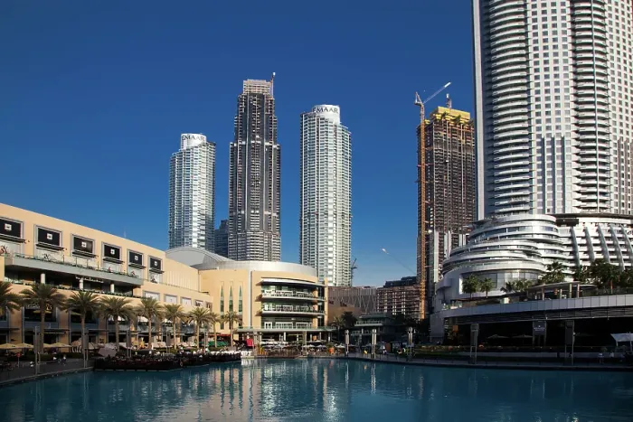 Framed Print : Skyscrapers skyline of Old Town Island around the Burj Khalifa Lake near the Dubai Mall in Dubai Downtown, Dubai, United Arab Emirates Framed Print : Skyscrapers skyline of Old Town Island around the Burj Khalifa Lake near the Dubai Mall in Dubai Downtown, Dubai, United Arab Emirates