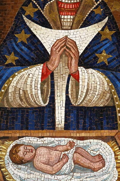 Detail of Slovenian Virgin mosaic, Annunciation Basilica, Nazareth, Galilee, Israel