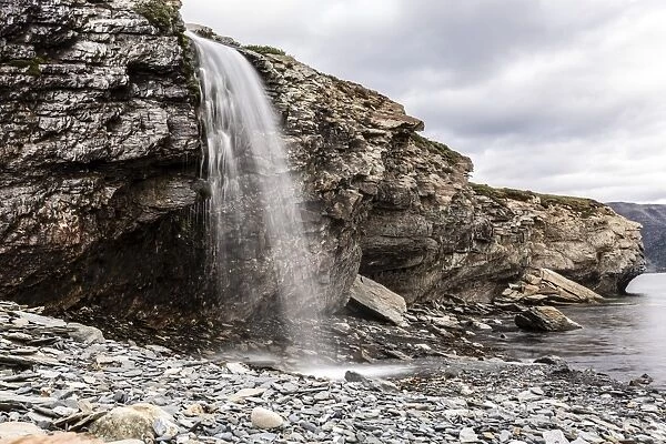 Slow shutter speed capture of a waterfall at Ramah, Labrador, Canada, North America