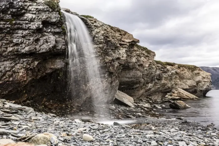 Framed Print : Slow shutter speed capture of a waterfall at Ramah, Labrador, Canada, North America Framed Print : Slow shutter speed capture of a waterfall at Ramah, Labrador, Canada, North America