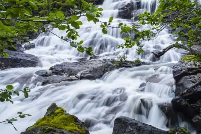 Framed Print : Slow shutter speed to create silky waterfall, Hellemoboten, Norway, Scandinavia, Europe Framed Print : Slow shutter speed to create silky waterfall, Hellemoboten, Norway, Scandinavia, Europe