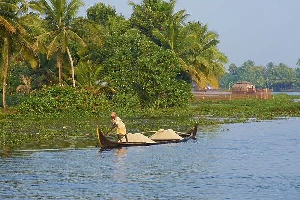 Small boat on the Backwaters, Allepey, Kerala, India, Asia