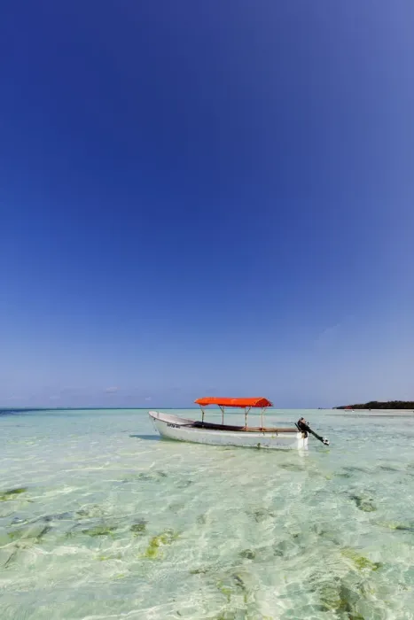 Framed Print : Small boat in crystal clear water, Pingwe, Island of Zanzibar, Tanzania, East Africa Framed Print : Small boat in crystal clear water, Pingwe, Island of Zanzibar, Tanzania, East Africa