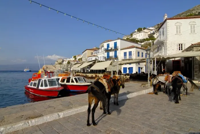 Framed Print : Small boats in the harbour of the island of Hydra, Greek Islands, Greece, Europe Framed Print : Small boats in the harbour of the island of Hydra, Greek Islands, Greece, Europe