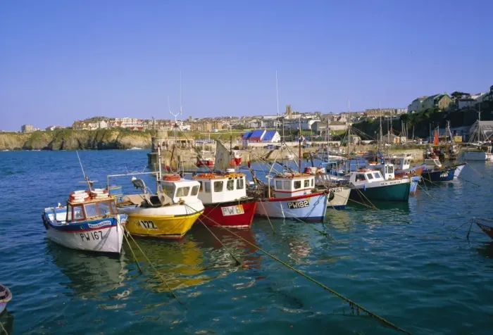 Framed Print : Small boats in the harbour, Newquay, Cornwall, England, UK Framed Print : Small boats in the harbour, Newquay, Cornwall, England, UK