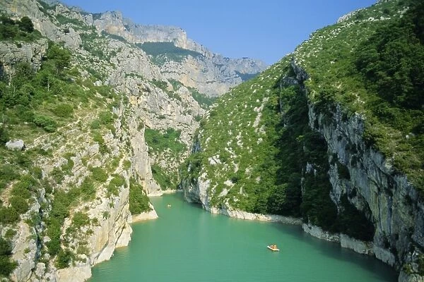 Small boats in the river, Grand Canyon du Verdon (Gorges du Verdon), Alpes-de-Haute Provence