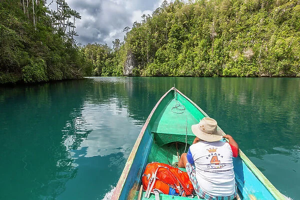 A small canoe trip with local guide Martin Marcuse, Gam Island, Raja Ampat, Indonesia, Southeast Asia, Asia