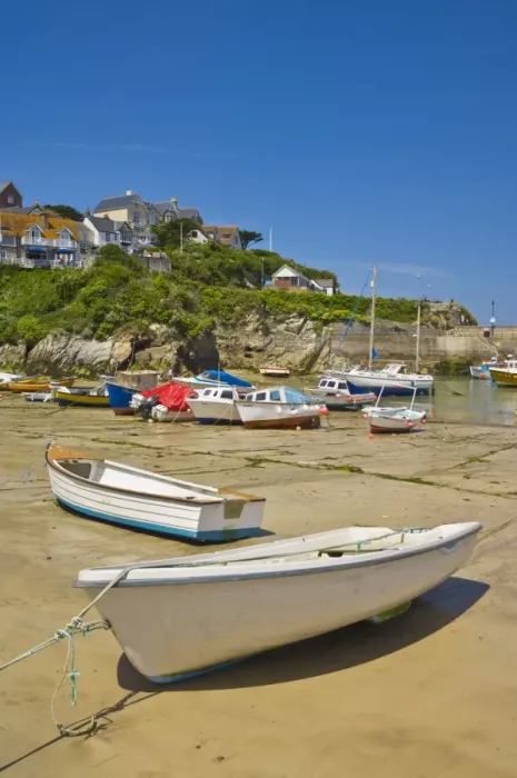 Framed Print : Small fishing boats and yachts at low tide, Newquay harbour, Newquay, Cornwall Framed Print : Small fishing boats and yachts at low tide, Newquay harbour, Newquay, Cornwall