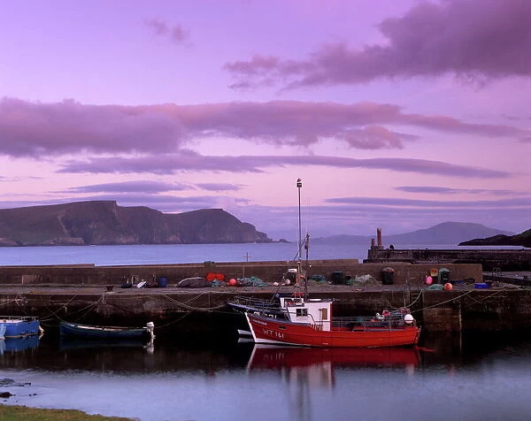 Small fishing harbour at sunset