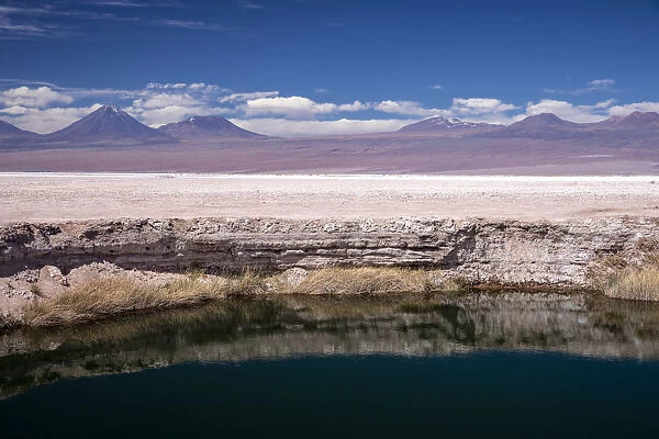 A small flooded sink hole in the Salar de Atacama, Los Flamencos National Reserve, Chile