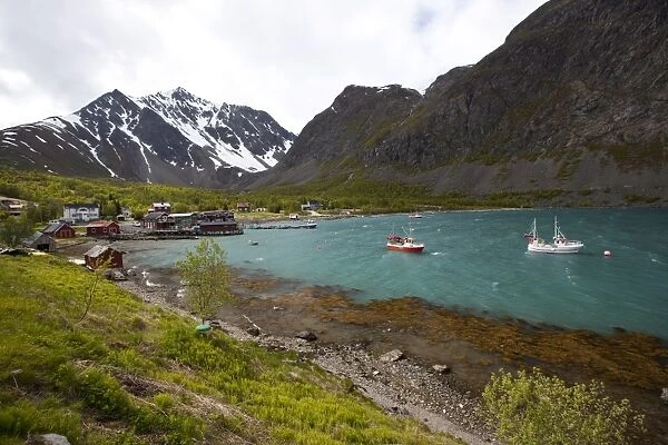 The small harbour of Koppangen at Lyngen Peninsula, Troms county, Norway
