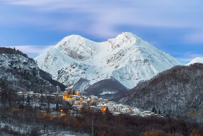 Framed Print : The small illuminated village of Pietracamela covered with snow and surrounded by Intermesoli snowy peak at dusk, Gran Sasso and Monti della Laga National Park, Apennines, Teramo district, Abruzzo region, Italy, Europe Framed Print : The small illuminated village of Pietracamela covered with snow and surrounded by Intermesoli snowy peak at dusk, Gran Sasso and Monti della Laga National Park, Apennines, Teramo district, Abruzzo region, Italy, Europe