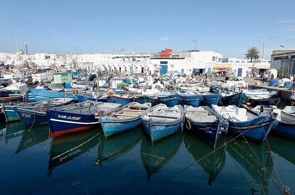 Small inshore fishing boats in Tangier fishing harbour, Tangier, Morocco, North Africa, Africa