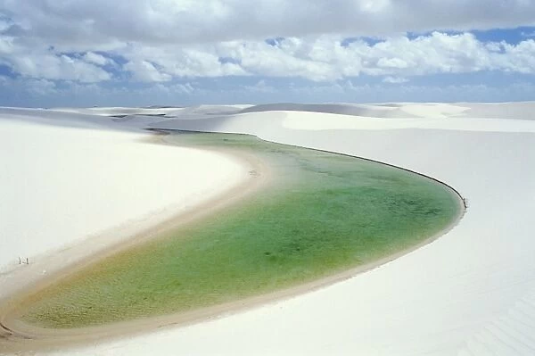 Small lagoon and sandy dunes, Parque Nacional dos Lencois Maranhenses, Brazil