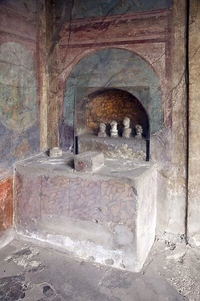 Small temple in House of the Menander, Pompeii, UNESCO World Heritage Site