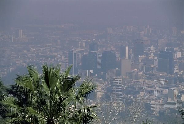 Smog hangs over city, Santiago, Chile, South America