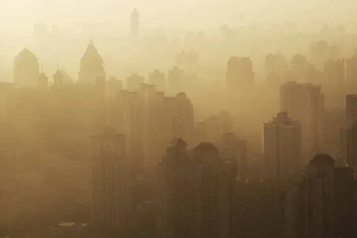 Framed Print : Smoggy Shanhai at dawn, Shanghai, China, Asia Framed Print : Smoggy Shanhai at dawn, Shanghai, China, Asia