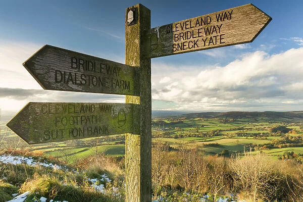 Sneck Yate signpost at Whitestone Cliffe, on The Cleveland Way long distance footpath