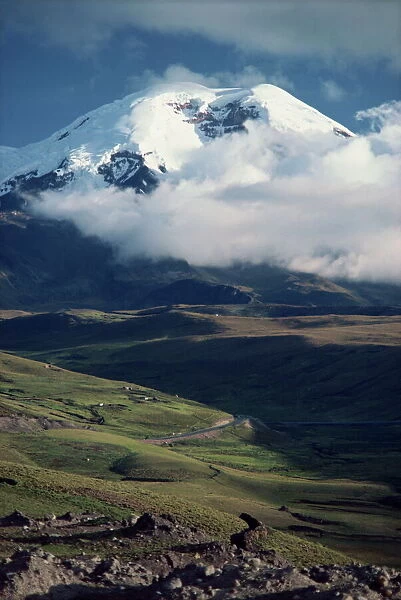 The snow capped Mount Chimborazo in Ecuador, South America