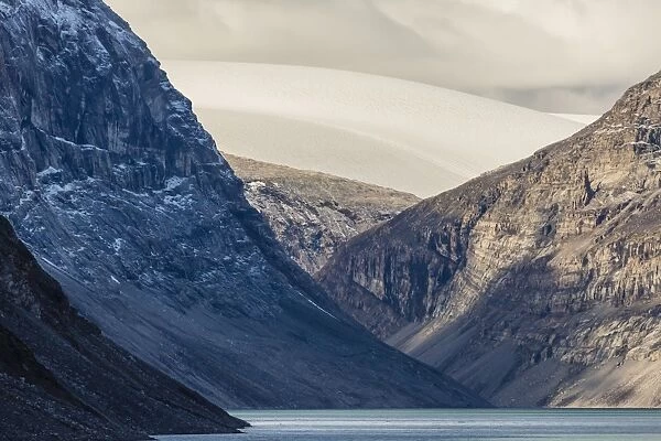 Snow-capped peaks and glaciers in Icy Arm, Baffin Island, Nunavut, Canada, North America
