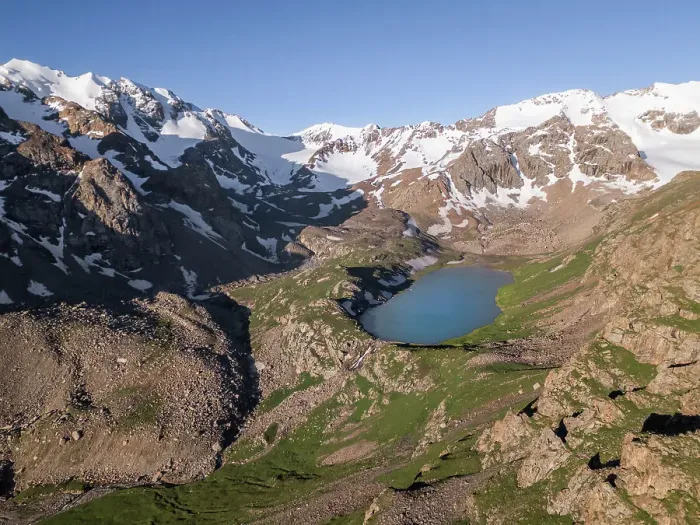 Framed Print : Snow-capped peaks and Kol Tor Lake in a lush valley showcasing stunning landscape, Kyrgyzstan, Central Asia, Asia Framed Print : Snow-capped peaks and Kol Tor Lake in a lush valley showcasing stunning landscape, Kyrgyzstan, Central Asia, Asia