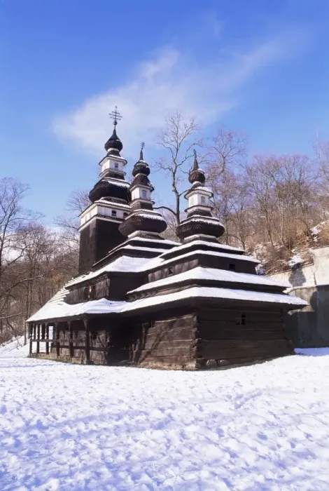 Framed Print : Snow-coverd Christian Orthodox wooden church of St. Michael dating from the 18th century Framed Print : Snow-coverd Christian Orthodox wooden church of St. Michael dating from the 18th century