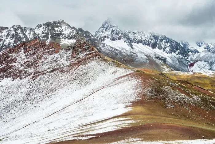 Framed Print : Snow-covered landscape near Rainbow Mountain (Vinicunca), Cusco, Peru, South America Framed Print : Snow-covered landscape near Rainbow Mountain (Vinicunca), Cusco, Peru, South America