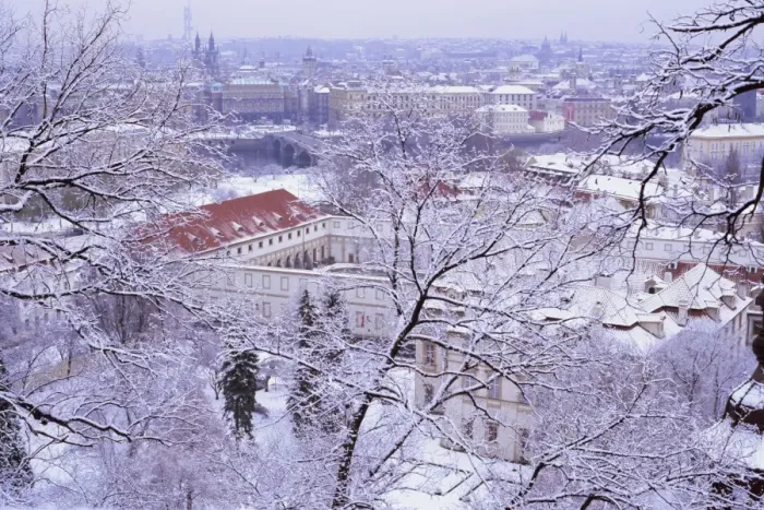 Framed Print : Snow covered Mala Strana and Stare Mesto rooftops, Prague, Czech Republic, Europe Framed Print : Snow covered Mala Strana and Stare Mesto rooftops, Prague, Czech Republic, Europe