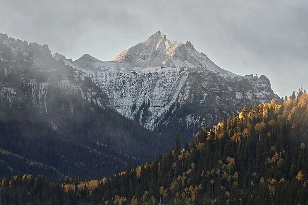 Snow-covered mountain in the fall, Uncompahgre National Forest, Colorado, United States of America