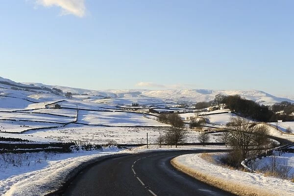Snow covered winter landscape, Wensleydale, Yorkshire Dales National Park