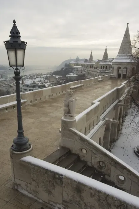 Framed Print : Snow on Fishermans Bastion Framed Print : Snow on Fishermans Bastion