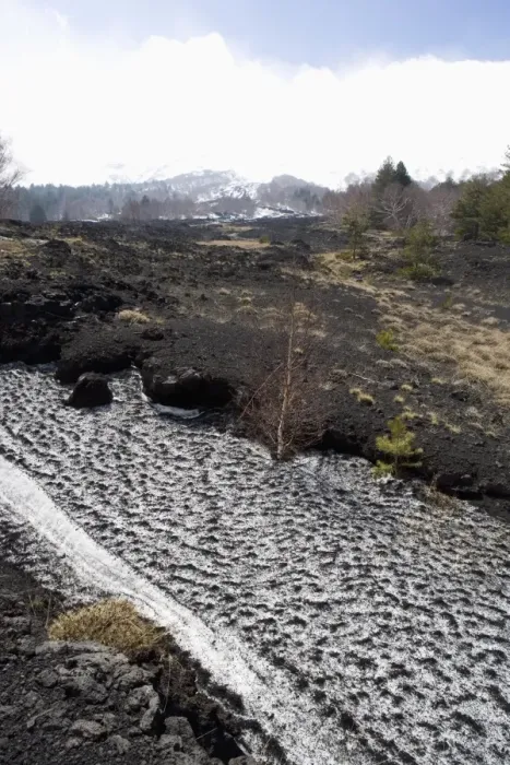 Framed Print : Snow, lava flow