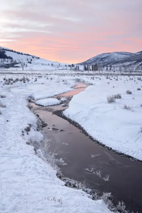 Framed Print : Soda Butte Creek at dawn with snow Framed Print : Soda Butte Creek at dawn with snow