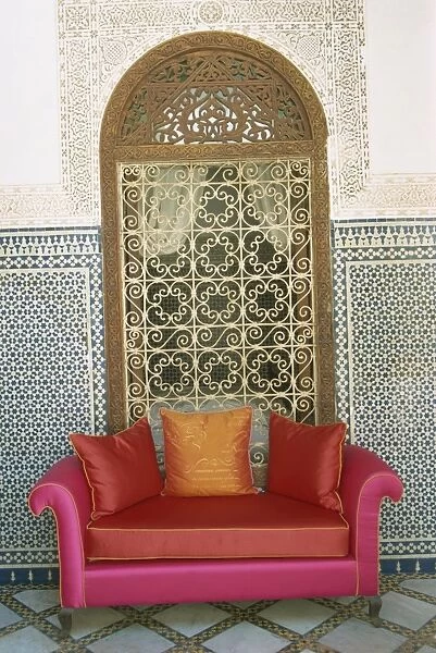 Sofa in courtyard of Riad Enija