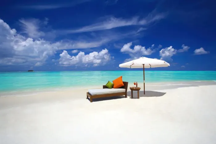 Framed Print : Sofa and tropical beach, The Maldives, Indian Ocean, Asia Framed Print : Sofa and tropical beach, The Maldives, Indian Ocean, Asia